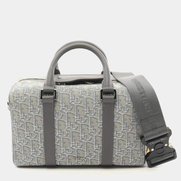 Pre Owned Dior Gray Canvas Leather Lingot 26 Handbag