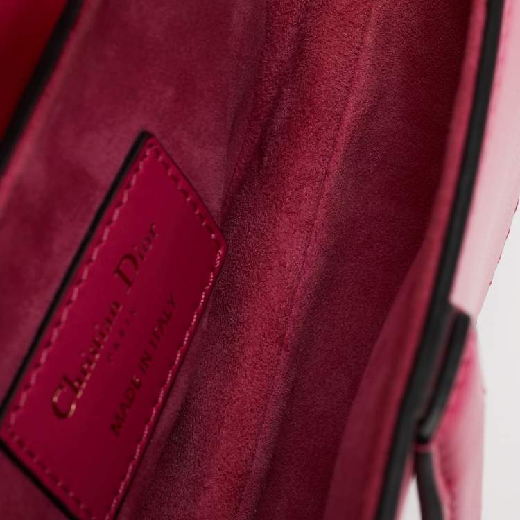 Pre Owned Dior Pink Leather Mini Saddle Bag