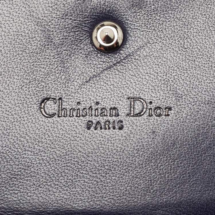 Pre Owned Dior Navy Blue Patent Leather Diorama Trifold Wallet