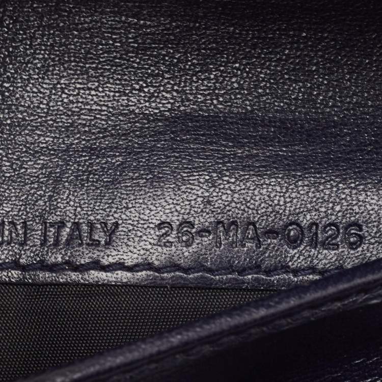 Pre Owned Dior Navy Blue Patent Leather Diorama Trifold Wallet