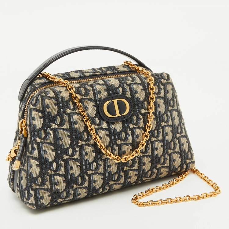 Pre Owned Christian Dior Navy Blue Oblique Canvas 30 Montaigne D-Cosy Mini Bag
