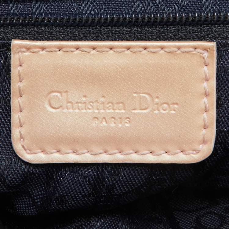Pre Owned Dior Blue/Beige Denim and Leather Saddle Bag
