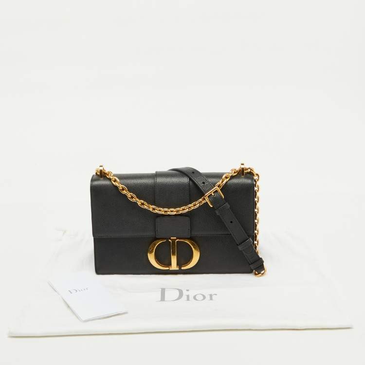 Pre Owned Dior Dark Grey Leather Small 30 Montaigne Flap Shoulder Bag