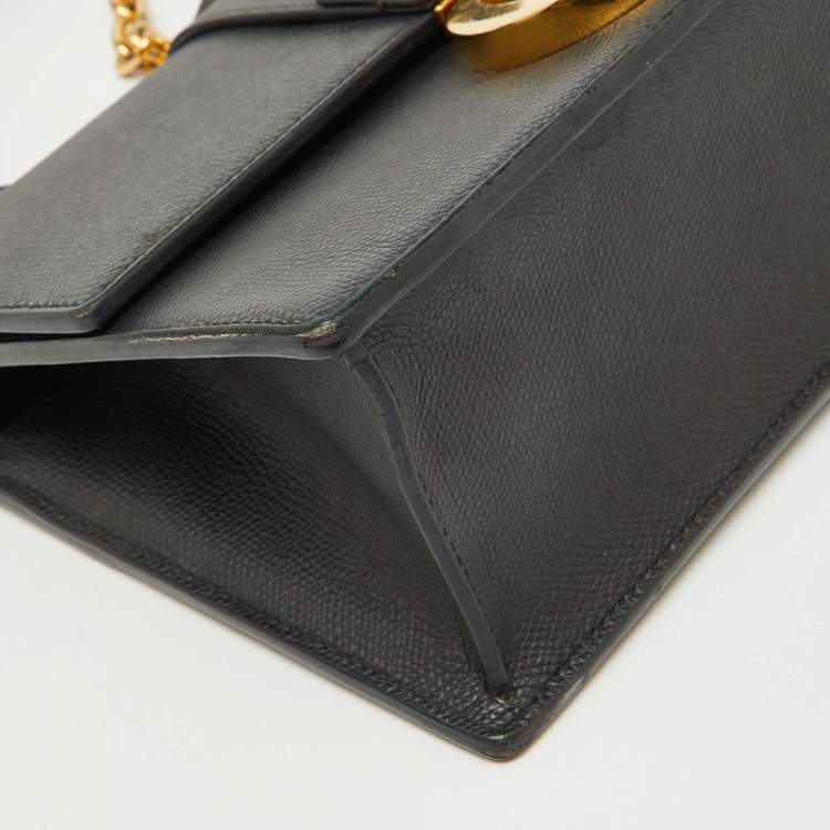 Pre Owned Dior Dark Grey Leather Small 30 Montaigne Flap Shoulder Bag