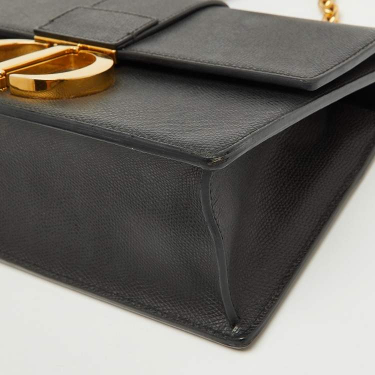 Pre Owned Dior Dark Grey Leather Small 30 Montaigne Flap Shoulder Bag