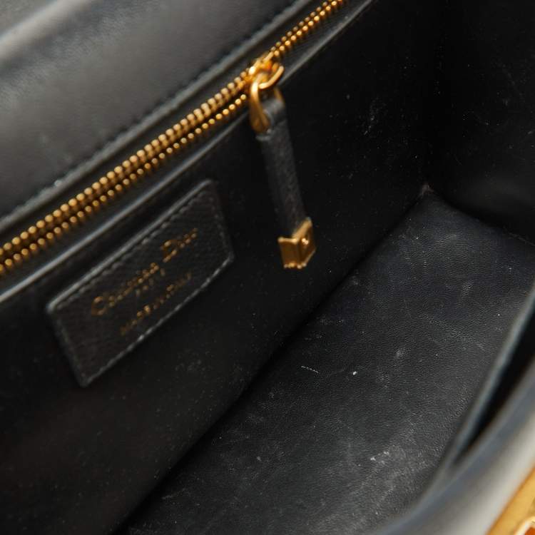 Pre Owned Dior Dark Grey Leather Small 30 Montaigne Flap Shoulder Bag