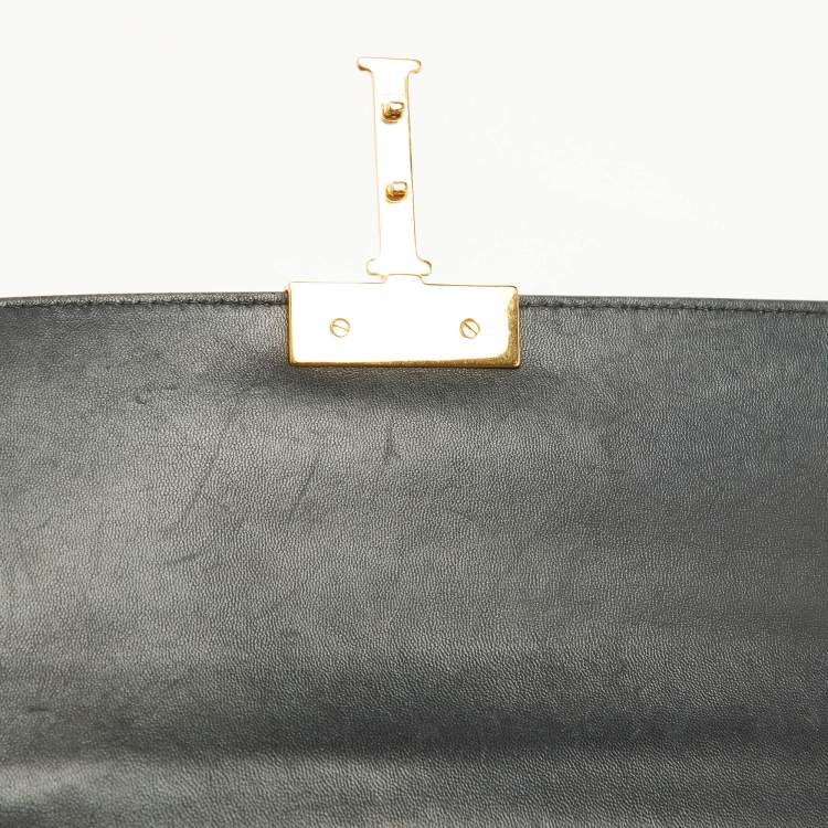 Pre Owned Dior Dark Grey Leather Small 30 Montaigne Flap Shoulder Bag