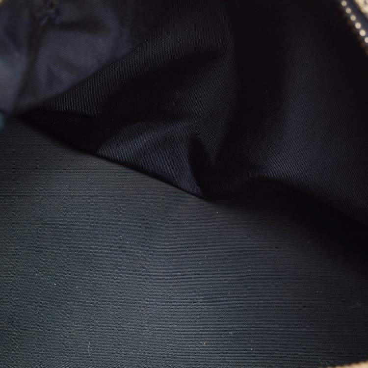 Pre Owned Dior Navy Blue Oblique Canvas and Leather Boston Bag