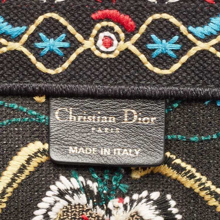 Pre Owned Dior Multicolor Embroidered Canvas Large Flowers Heart Book Tote