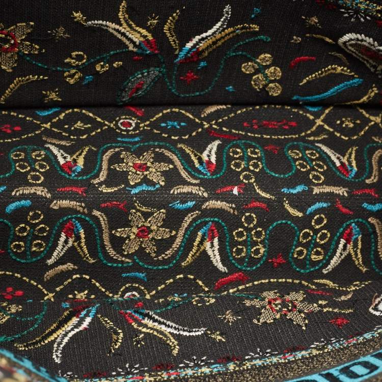 Pre Owned Dior Multicolor Embroidered Canvas Large Flowers Heart Book Tote