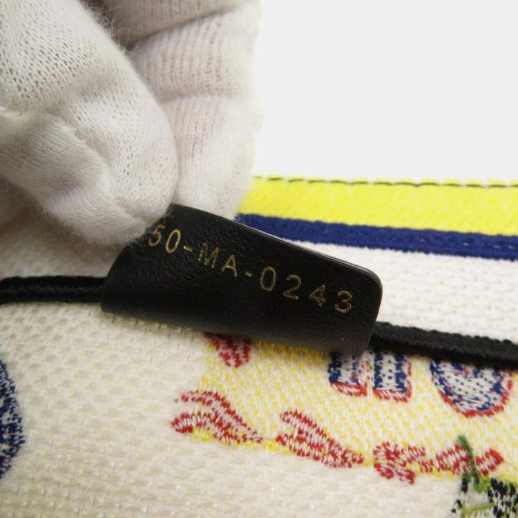 Pre Owned Christian Dior White Canvas Book Large Tote Bag