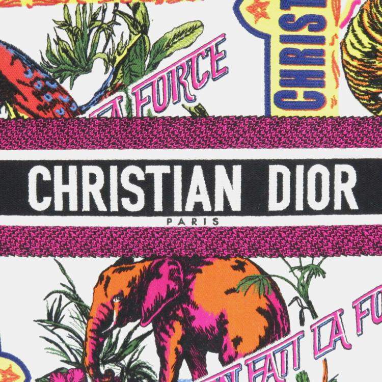 Pre Owned Christian Dior White Canvas Book Large Tote Bag