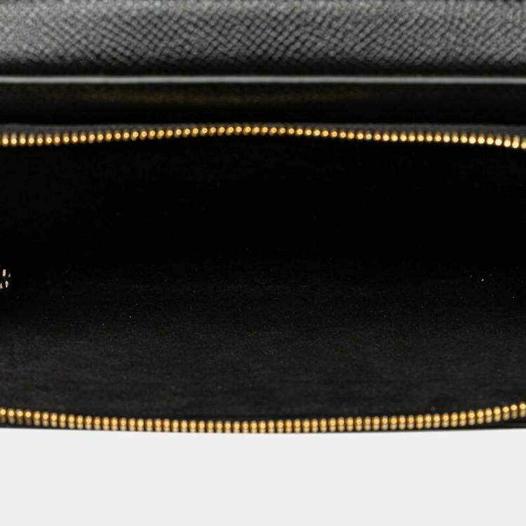 Pre Owned Christian Dior Black Leather Caro Double Pouch Shoulder Bag