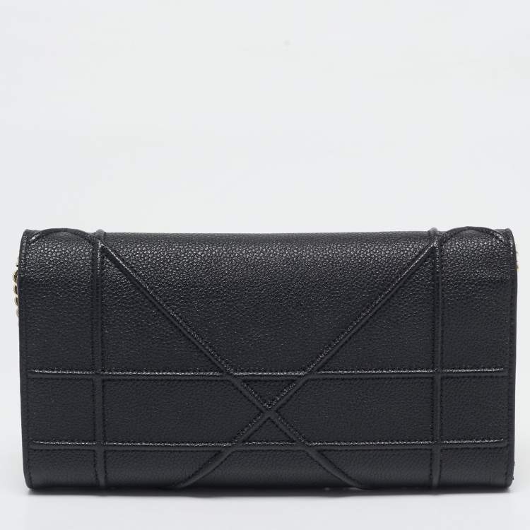 Pre Owned Dior Black Leather Diorama Chain Clutch