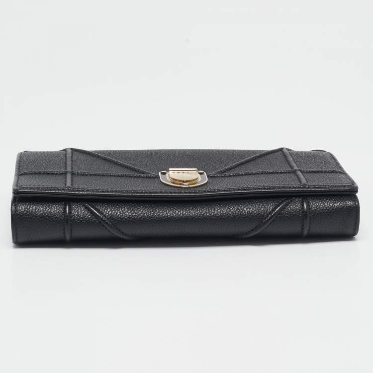 Pre Owned Dior Black Leather Diorama Chain Clutch