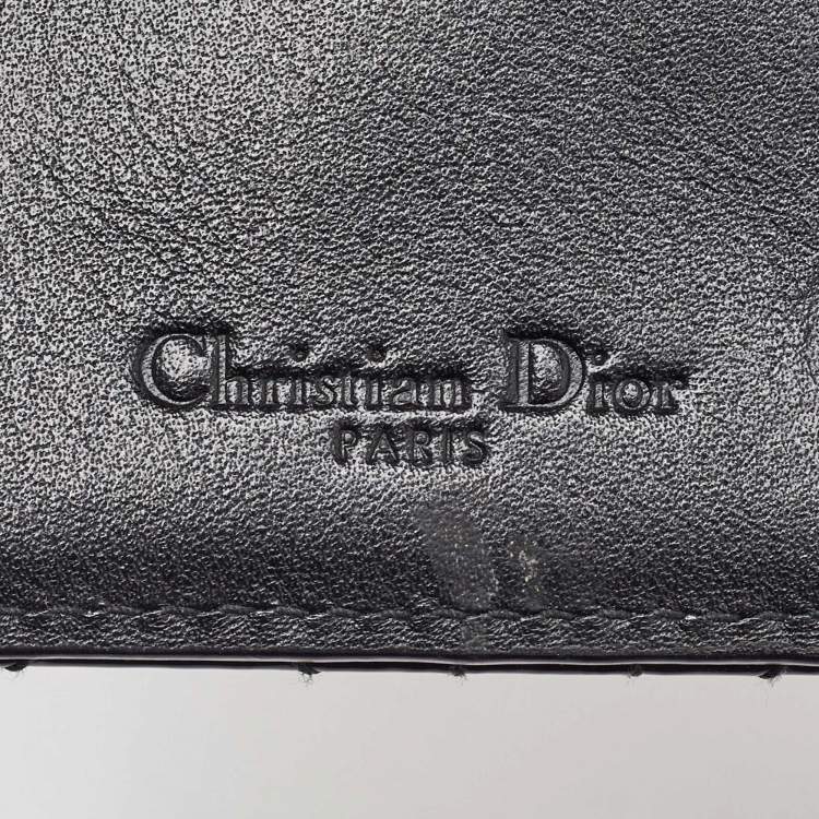 Pre Owned Dior Black Cannage Patent Leather Lady Dior Card Case