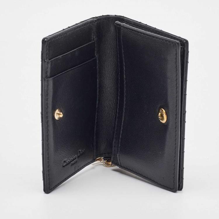 Pre Owned Dior Black Cannage Patent Leather Lady Dior Card Case