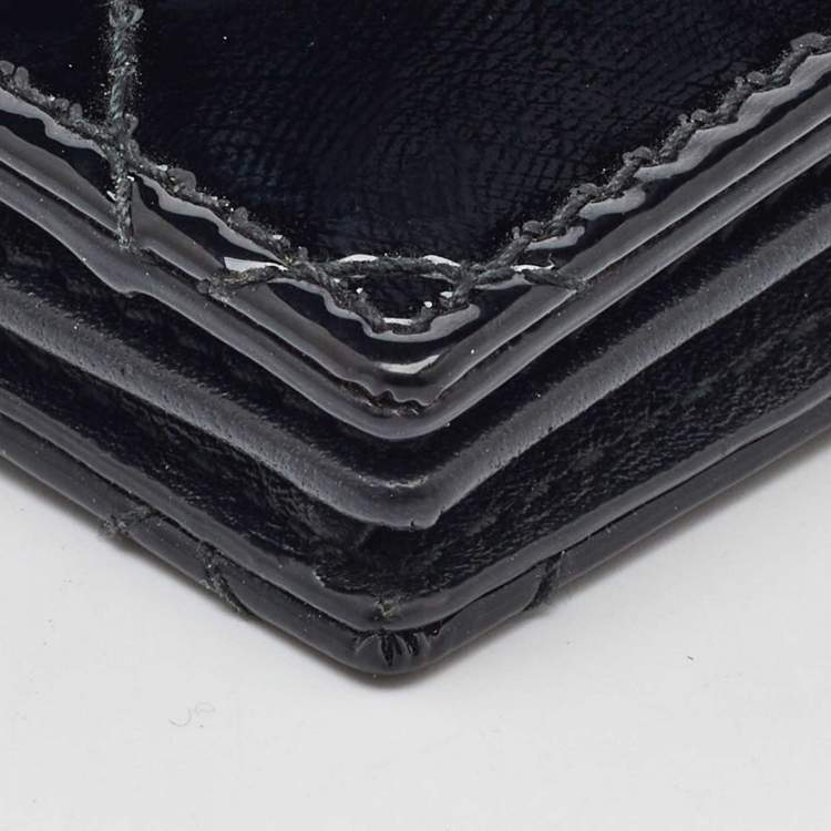 Pre Owned Dior Black Cannage Patent Leather Lady Dior Card Case