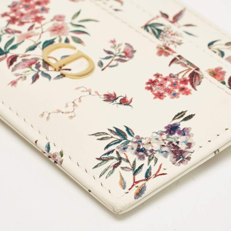 Pre Owned Dior Multicolor Floral Print Leather Caro Card Holder