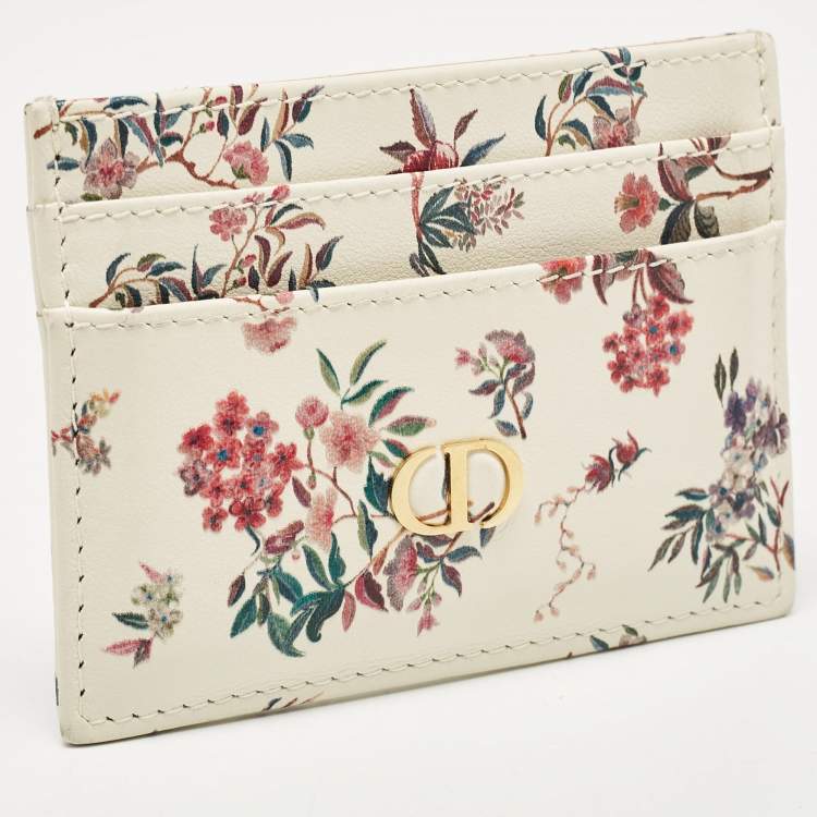Pre Owned Dior Multicolor Floral Print Leather Caro Card Holder