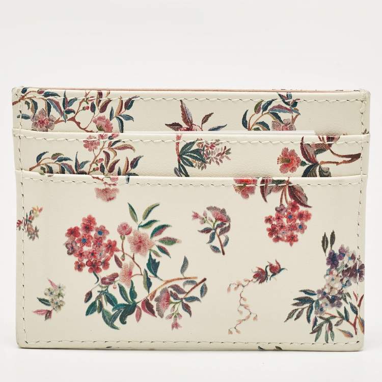 Pre Owned Dior Multicolor Floral Print Leather Caro Card Holder