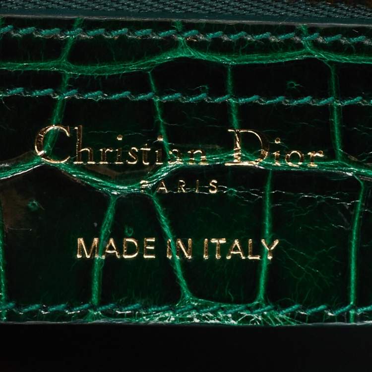 Pre Owned Dior Green Crocodile Babe Top Handle Bag