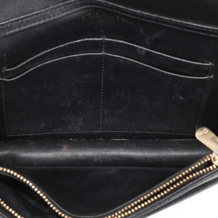 Pre Owned Dior Black Leather Diorama Wallet on Chain
