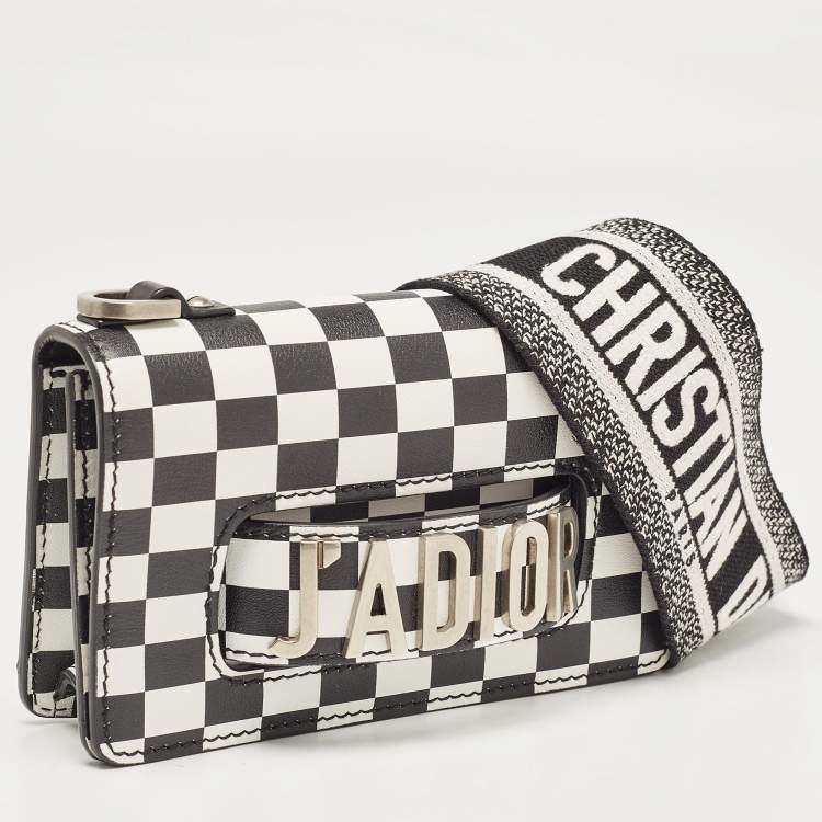 Pre Owned Dior Black/White Leather Miss J'Adior Checkered Crossbody Bag