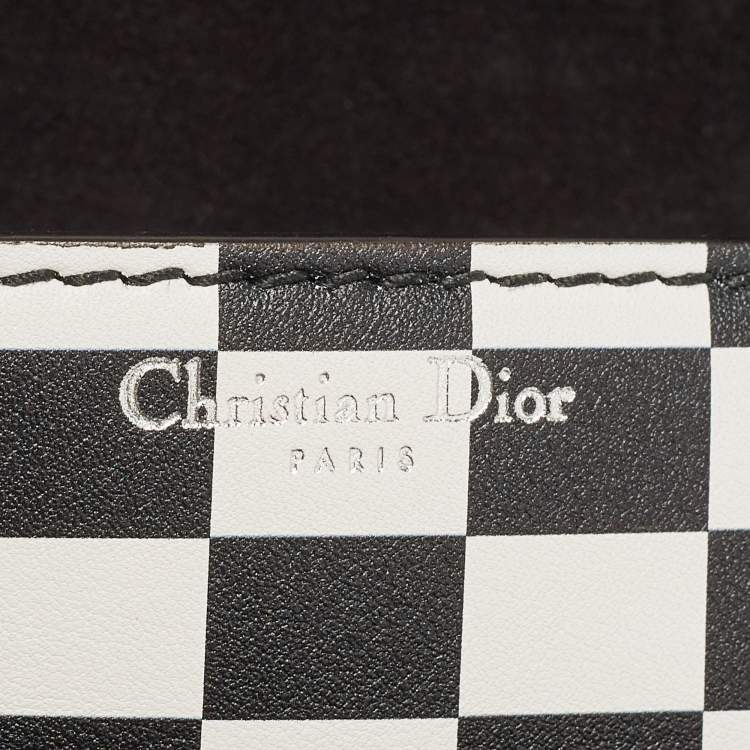 Pre Owned Dior Black/White Leather Miss J'Adior Checkered Crossbody Bag