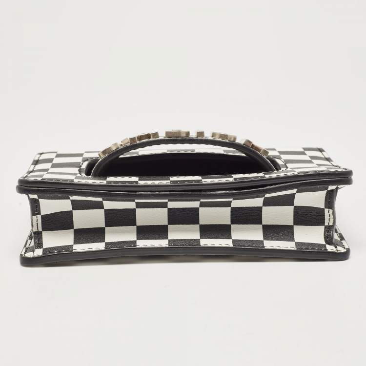 Pre Owned Dior Black/White Leather Miss J'Adior Checkered Crossbody Bag