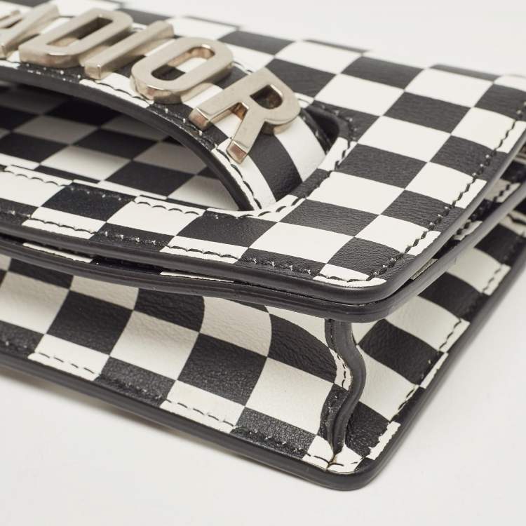 Pre Owned Dior Black/White Leather Miss J'Adior Checkered Crossbody Bag