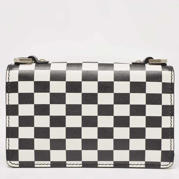 Pre Owned Dior Black/White Leather Miss J'Adior Checkered Crossbody Bag