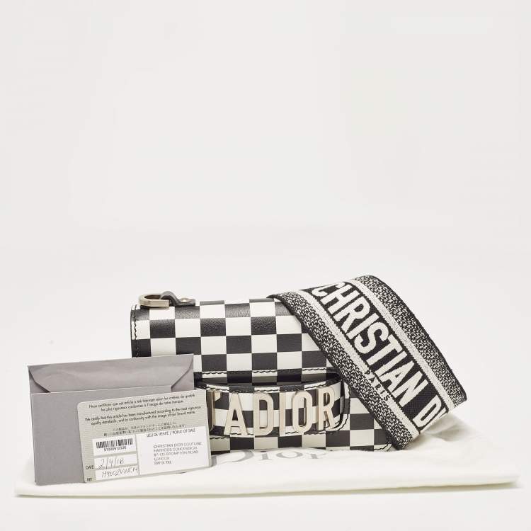 Pre Owned Dior Black/White Leather Miss J'Adior Checkered Crossbody Bag