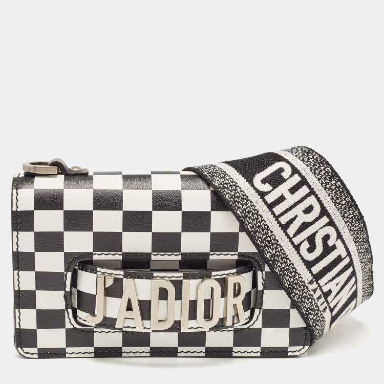 Pre Owned Dior Black/White Leather Miss J'Adior Checkered Crossbody Bag