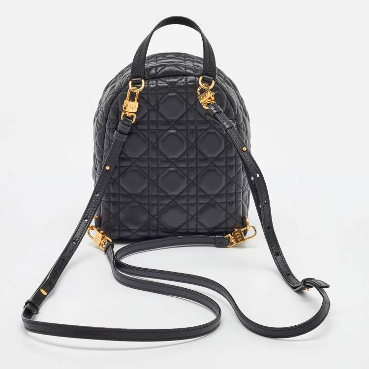 Pre Owned Dior Black Cannage Leather Dioramour Mini Backpack