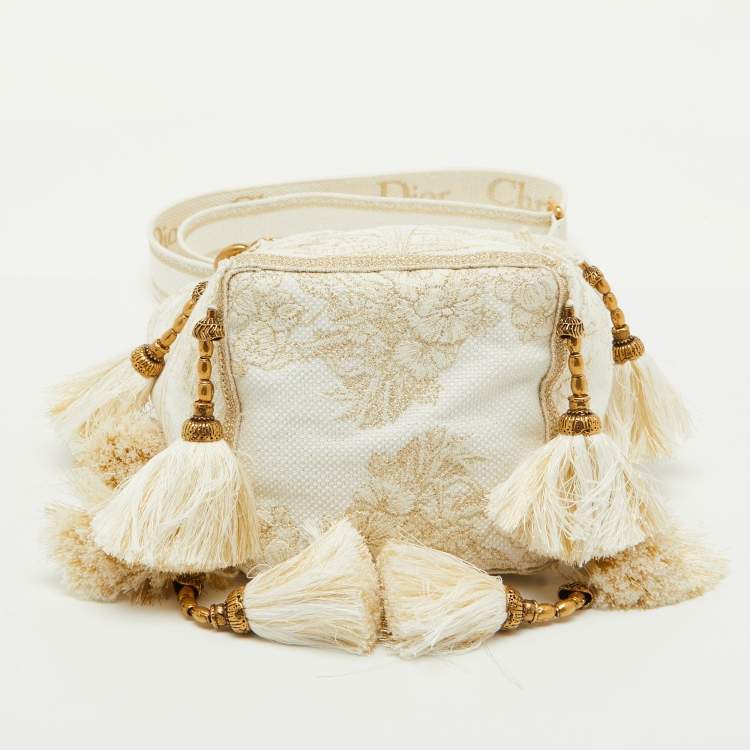 Pre Owned Dior Beige/Gold Rêve d'Infini Embroidery Canvas Small D-Bubble Bucket Bag