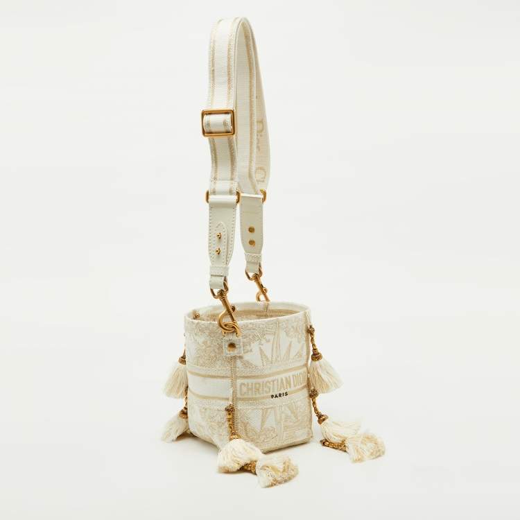 Pre Owned Dior Beige/Gold Rêve d'Infini Embroidery Canvas Small D-Bubble Bucket Bag