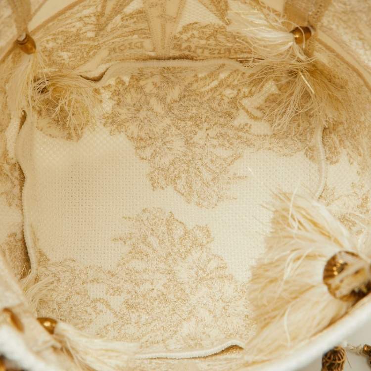 Pre Owned Dior Beige/Gold Rêve d'Infini Embroidery Canvas Small D-Bubble Bucket Bag