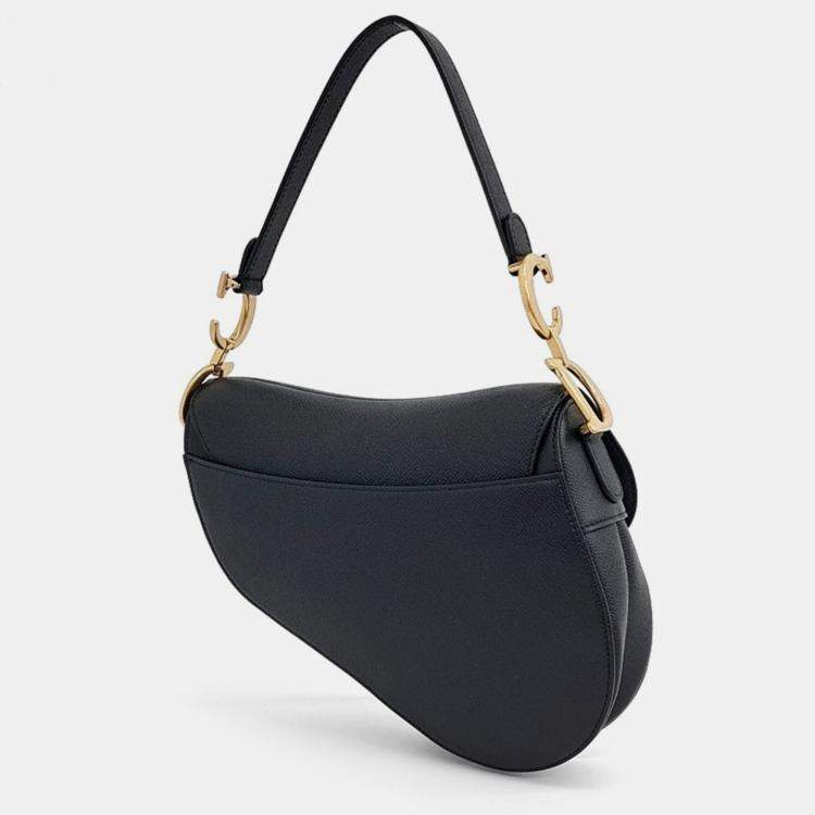 Pre Owned Dior Black Leather Saddle Bag