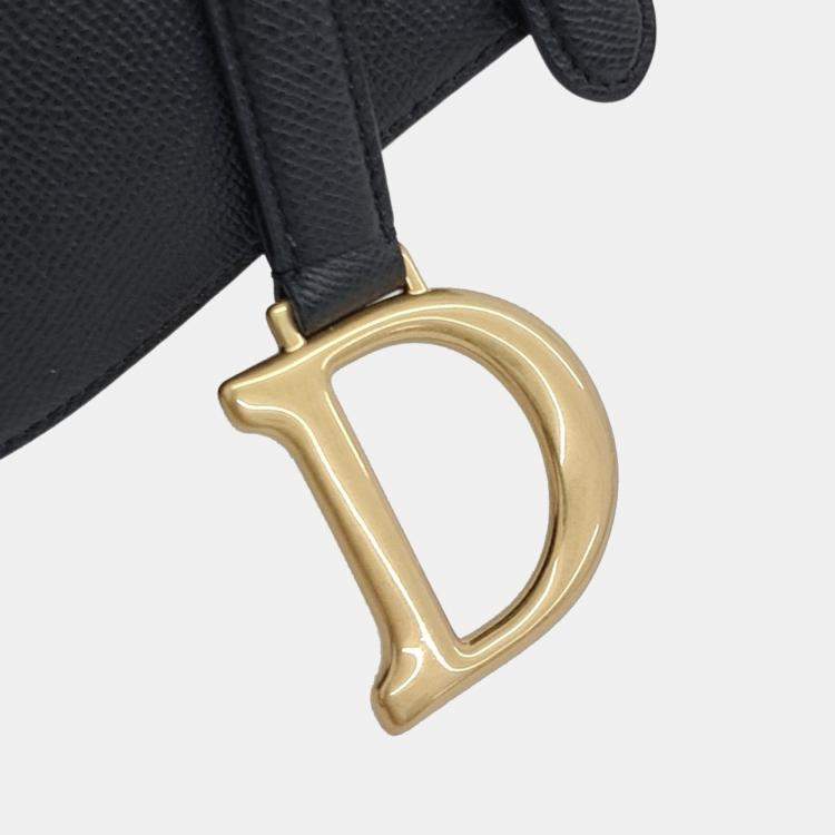 Pre Owned Dior Black Leather Saddle Bag