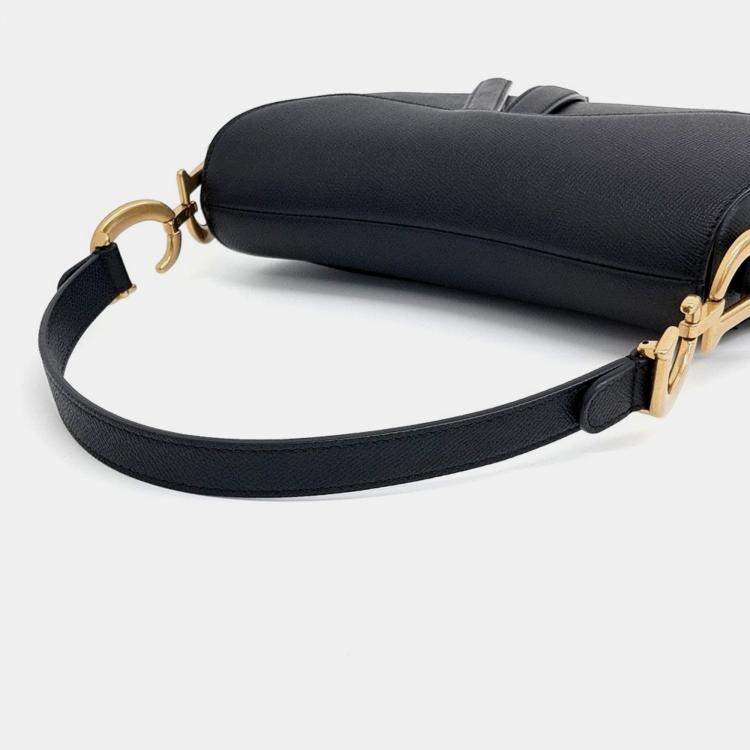 Pre Owned Dior Black Leather Saddle Bag