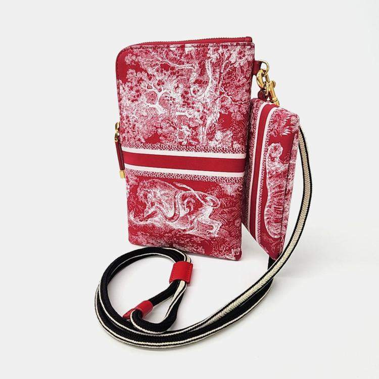 Pre Owned Dior Red Canvas Travel Multifunctional Pouch