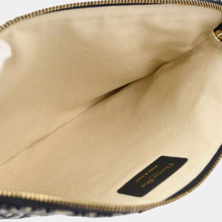 Pre Owned Dior Gray Navy Trotter Clutch Bag