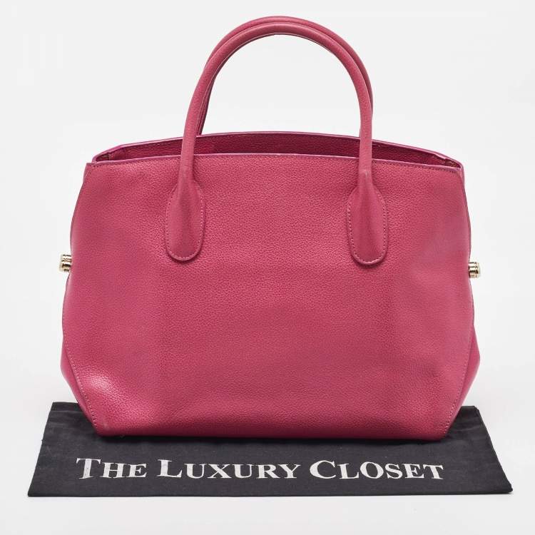 Pre Owned Dior Bright Pink Leather Open Bar Tote