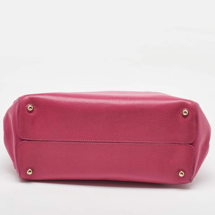 Pre Owned Dior Bright Pink Leather Open Bar Tote