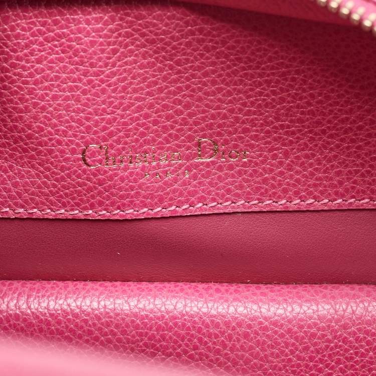 Pre Owned Dior Bright Pink Leather Open Bar Tote