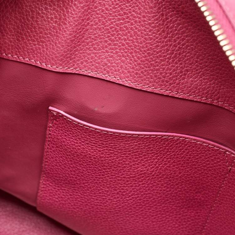 Pre Owned Dior Bright Pink Leather Open Bar Tote