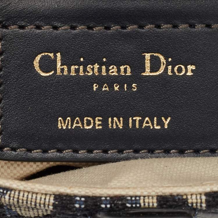 Pre Owned Dior Navy Blue Oblique Canvas and Leather Saddle Bag