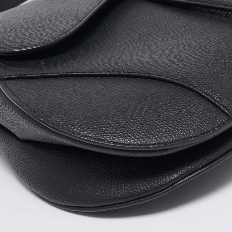 Pre Owned Dior Black Leather Saddle Bag