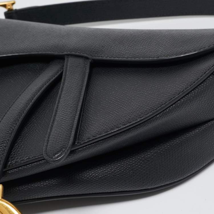 Pre Owned Dior Black Leather Saddle Bag